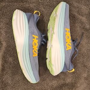 Hoka Men’s BONDI8 Shoes in Light Blue with accent Logo, LIKE NEW